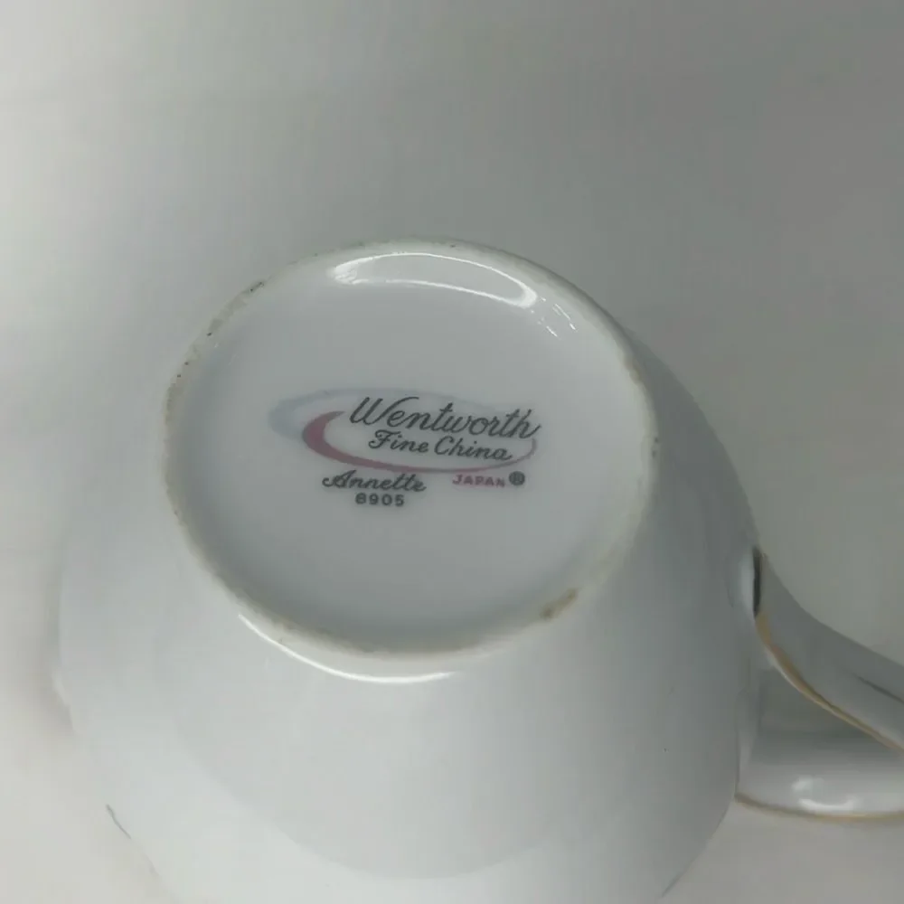 Wentworth Fine China Japan Gold Trim Creamer Pitcher With Spout Pink Blue Floral